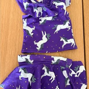 Hanna Andersson Purple Unicorn Print Two-Piece Swimsuit Set